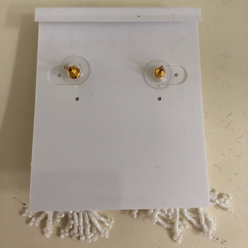 PANACEA white beaded drop earrings - Picture 2 of 3